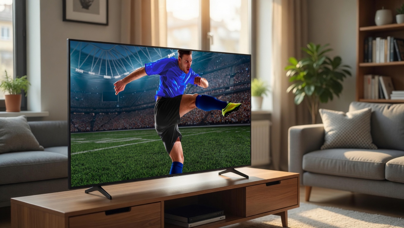 Smart TV Samsung U8100f - tela 65 polegadas 4K em sala de estar moderna