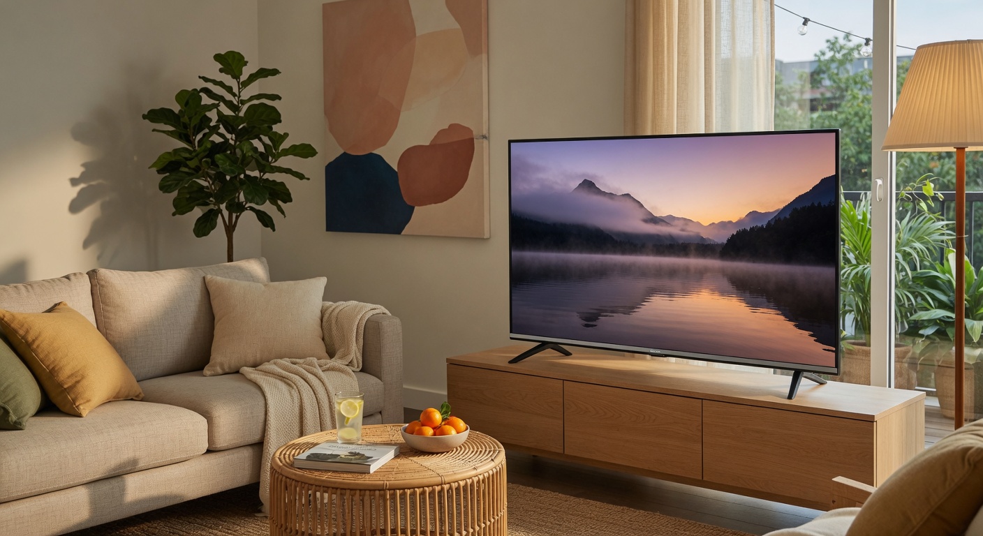 Smart TV Semp 55S62 - televisão 4K com design sem bordas em sala de estar moderna e elegante